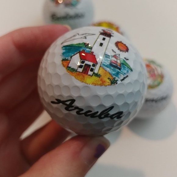 Set of 5 Collectors Golf Balls Island Patterns - Picture 2 of 7